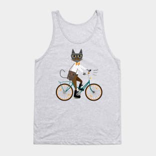 hipster cat on a bicycle Tank Top